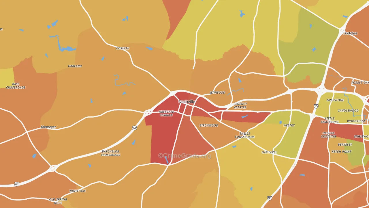 Nashville, NC Map of Assault Rates