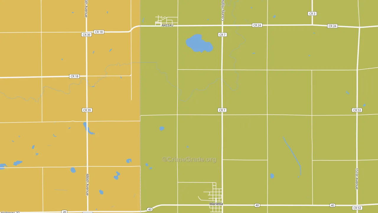 Nassau, MN Map of Assault Rates