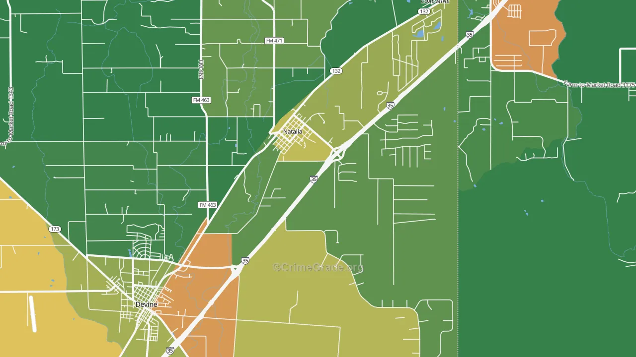 Natalia, TX Map of Assault Rates