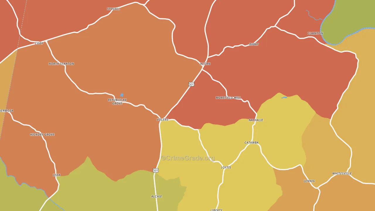 Nathalie, VA Map of Assault Rates
