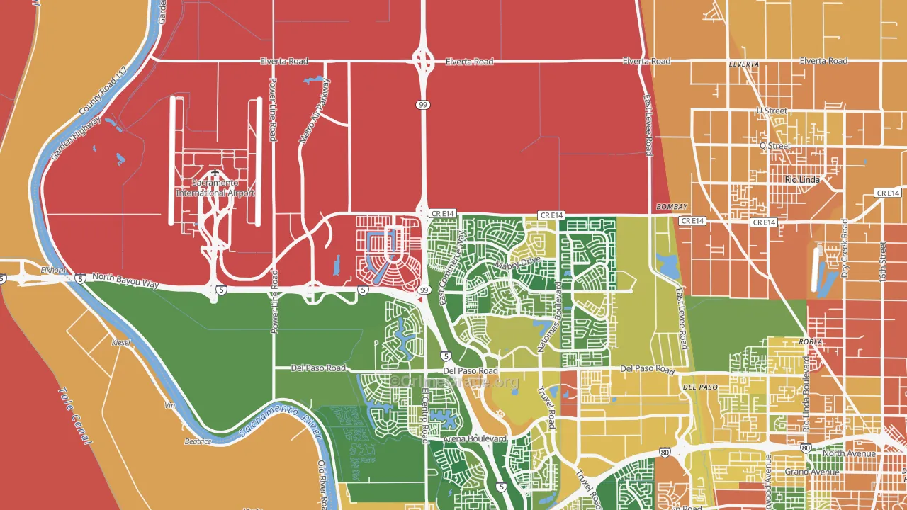 Natomas Creek, Sacramento, CA Map of Assault Rates