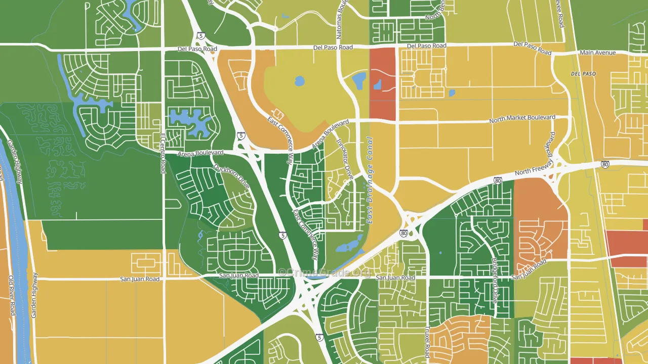 Natomas Crossing, Sacramento, CA Map of Assault Rates