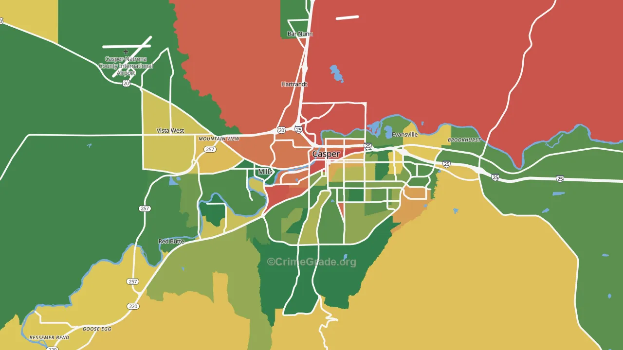 Natrona County, WY Map of Assault Rates