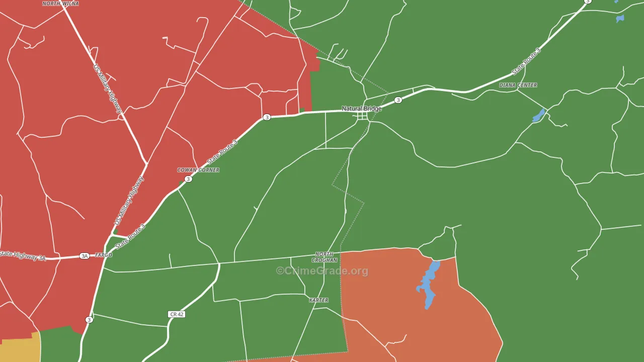 Natural Bridge, NY Map of Assault Rates