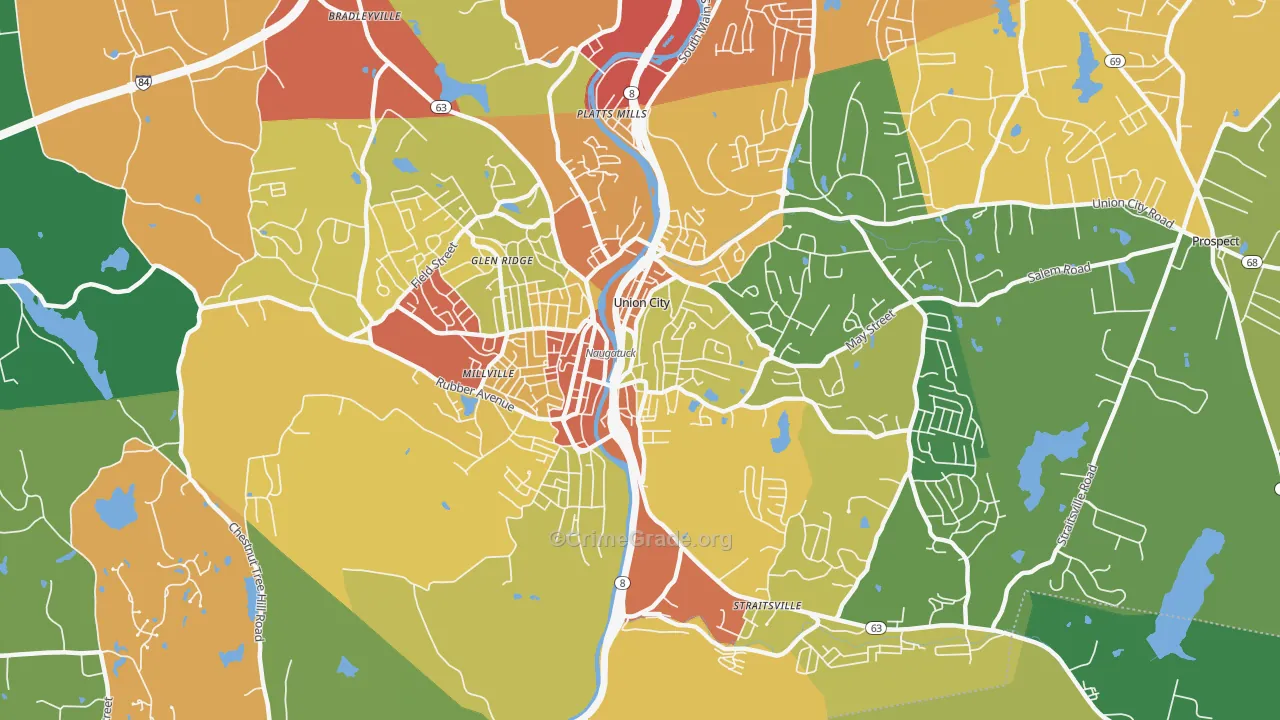Naugatuck, CT Map of Assault Rates