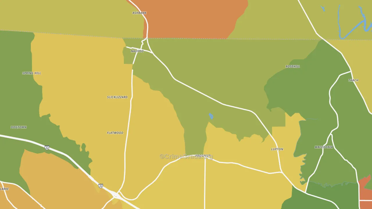 Nauvoo, AL Map of Assault Rates