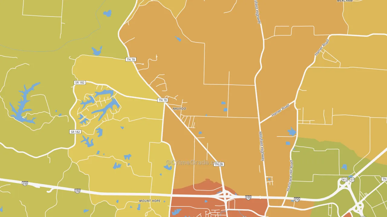 Nauvoo, TN Map of Assault Rates