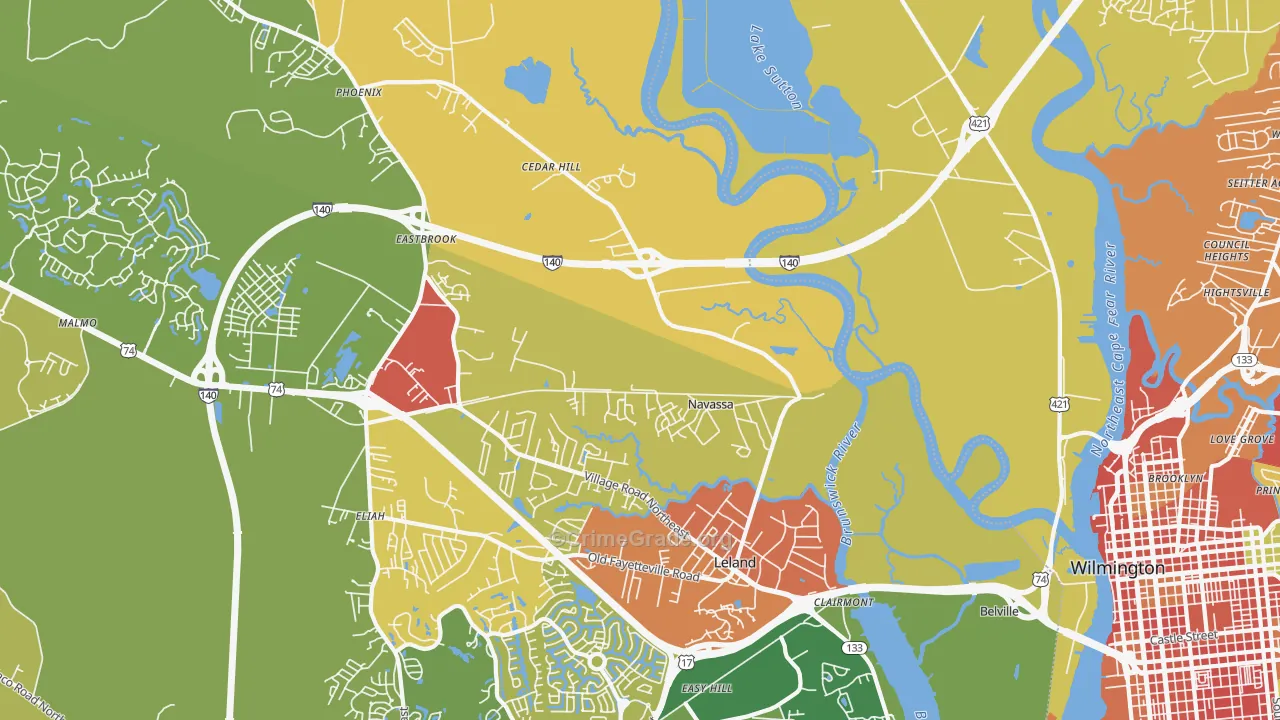 Navassa, NC Map of Assault Rates