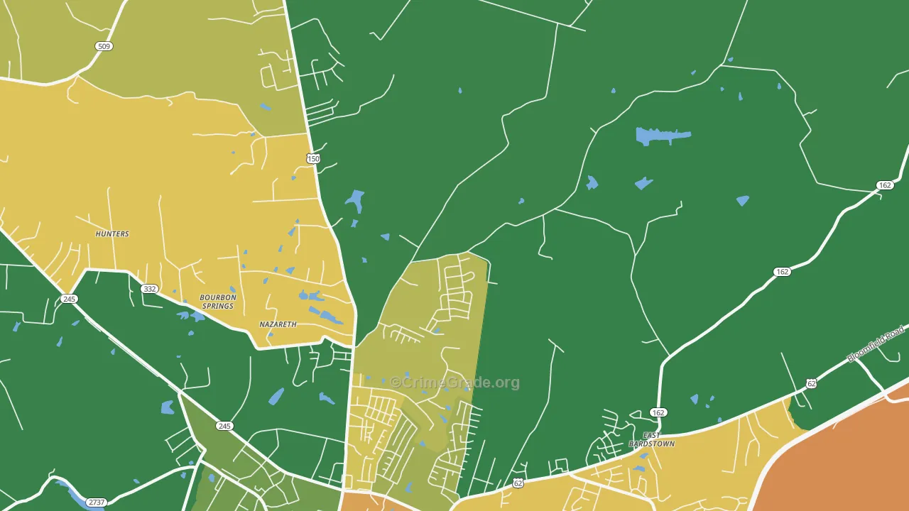 Nazareth, KY Map of Assault Rates