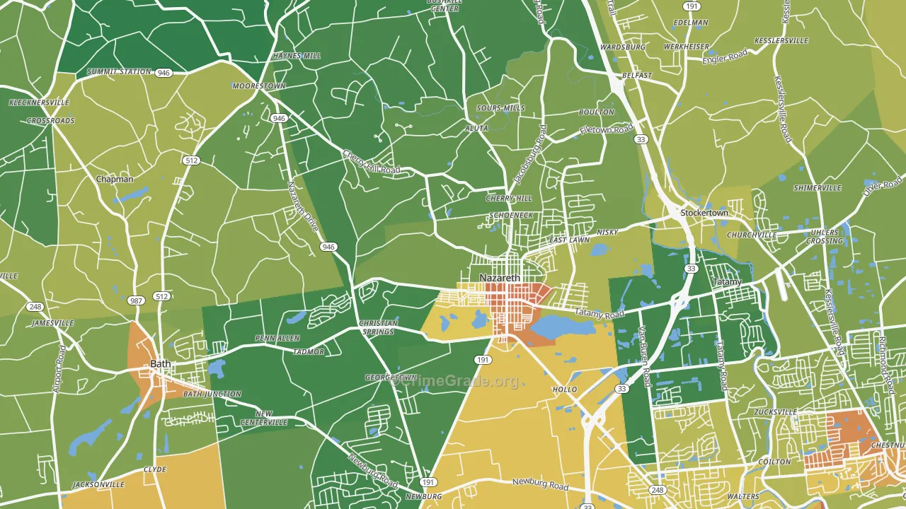 Nazareth, PA Map of Assault Rates