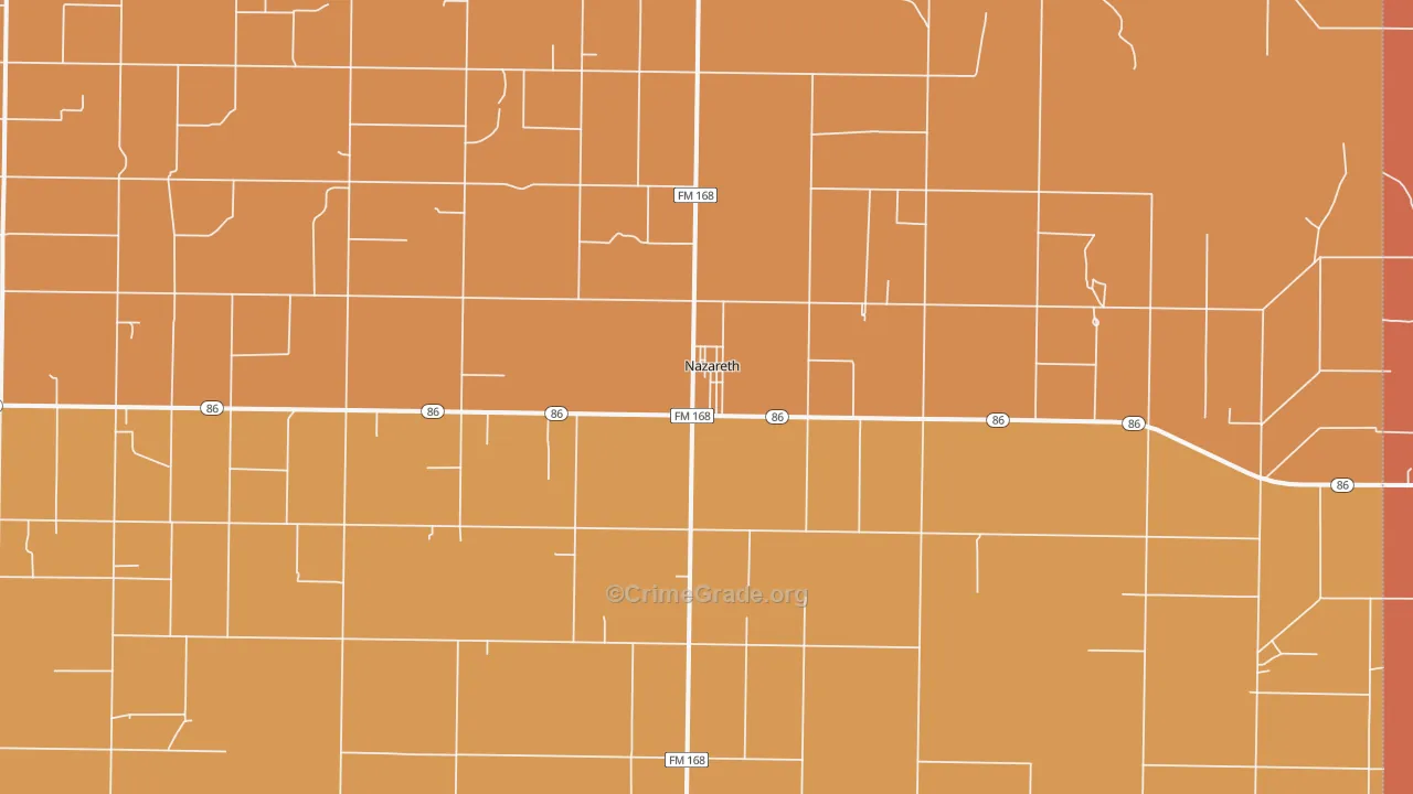 Nazareth, TX Map of Assault Rates