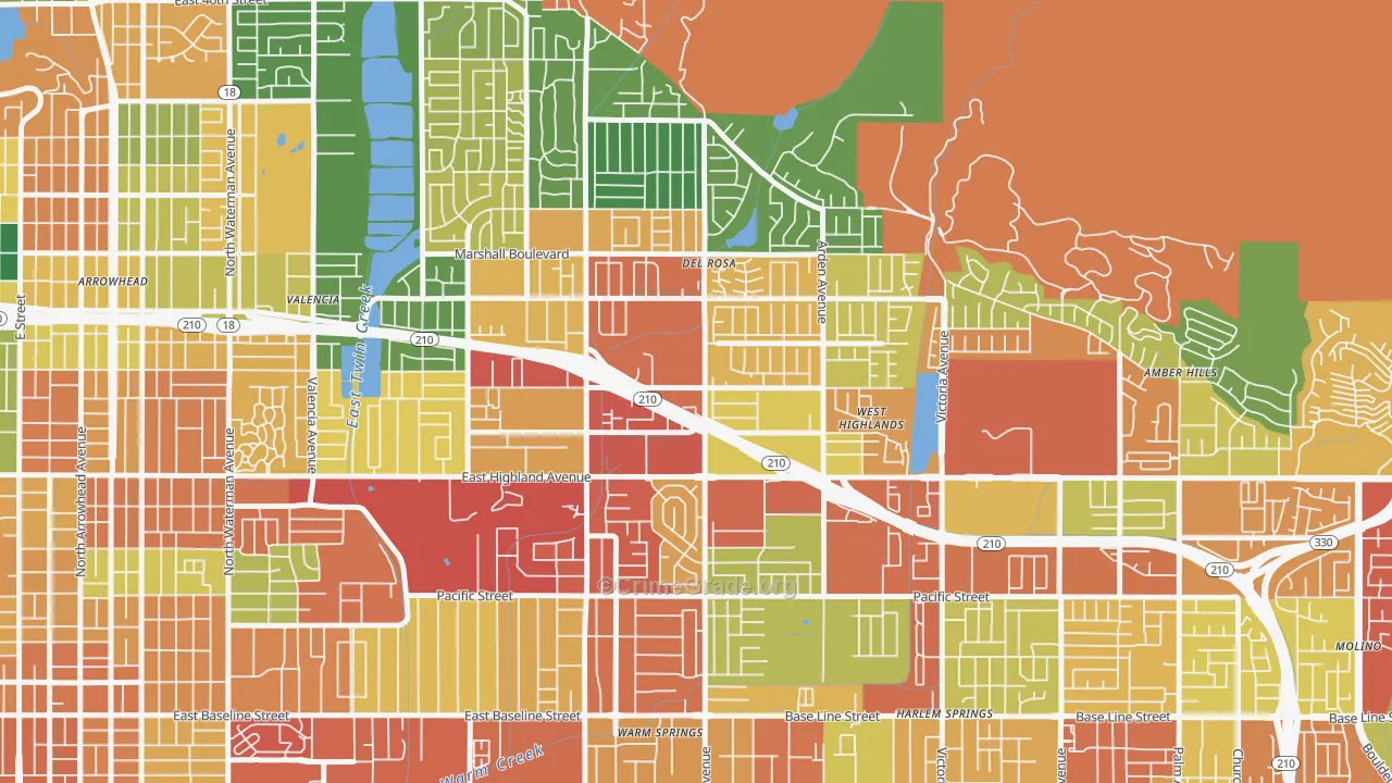 NE-Sterling, San Bernardino, CA Map of Assault Rates