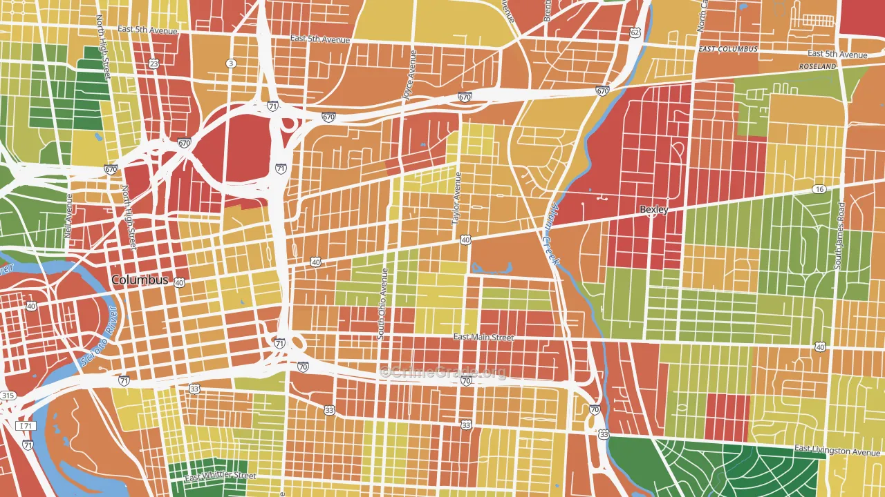 Near East, Columbus, OH Map of Assault Rates