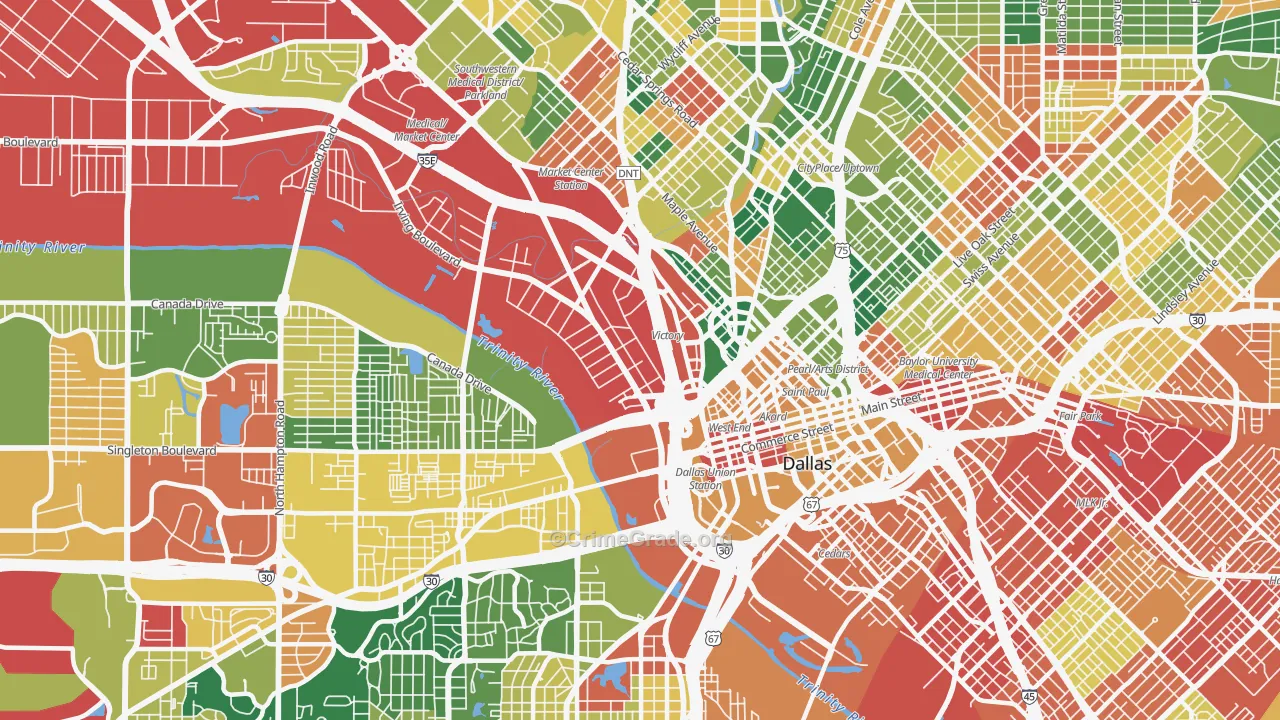 Near East, Dallas, TX Map of Assault Rates