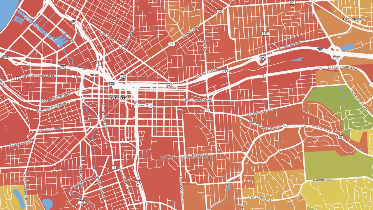 Near Eastside, Syracuse, NY Map of Assault Rates