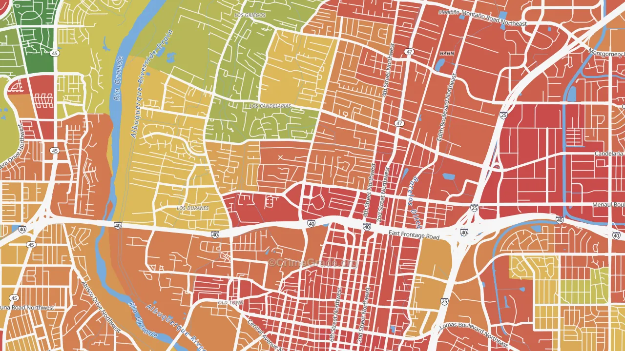 Near N Valley, Albuquerque, NM Map of Assault Rates