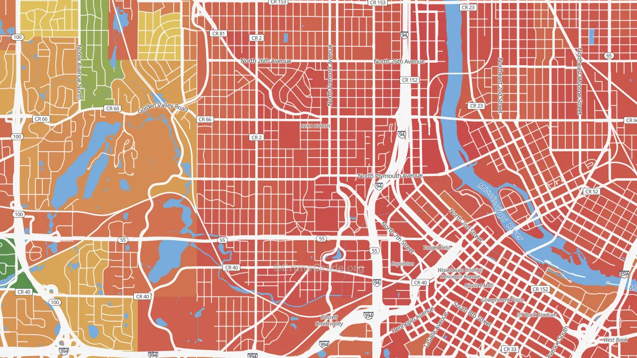 Near North, Minneapolis, MN Map of Assault Rates