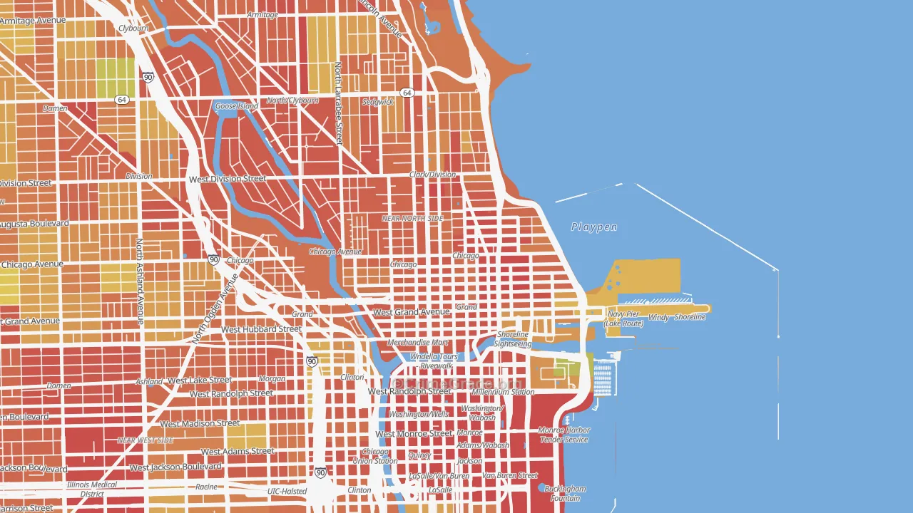 Near North Side, Chicago, IL Map of Assault Rates