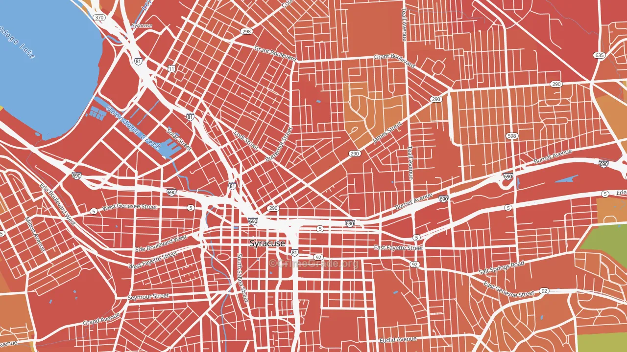 Near Northeast, Syracuse, NY Map of Assault Rates