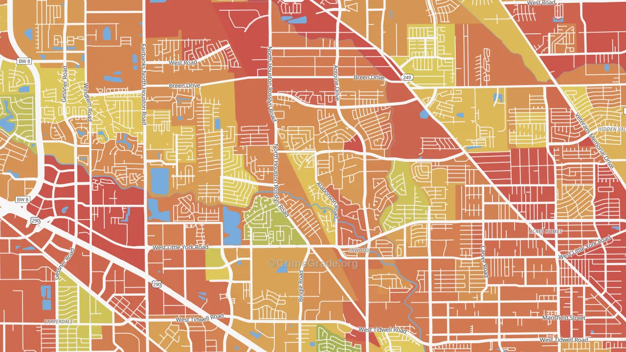 Near Northwest, Houston, TX Map of Assault Rates