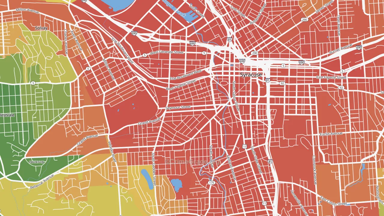 Near Westside, Syracuse, NY Map of Assault Rates