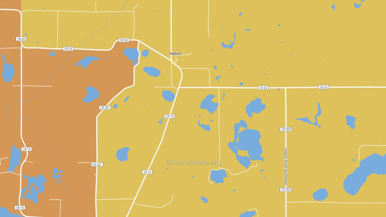 Nebish, MN Map of Assault Rates