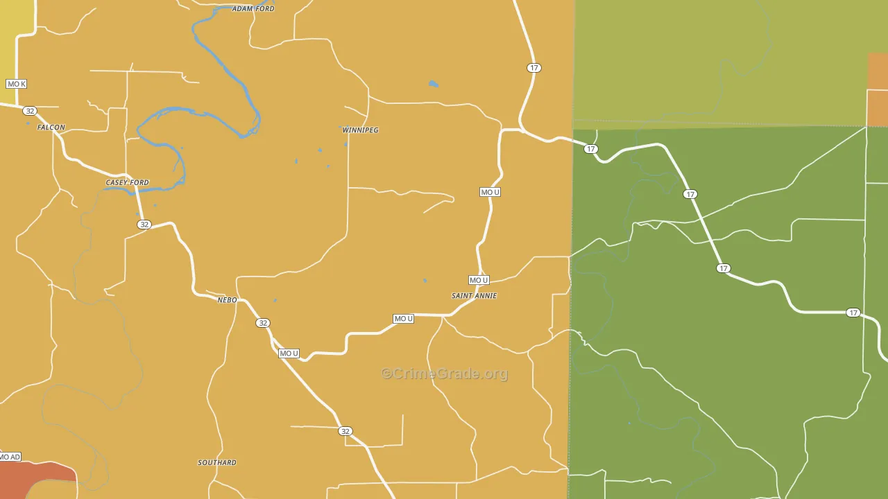 Nebo, MO Map of Assault Rates