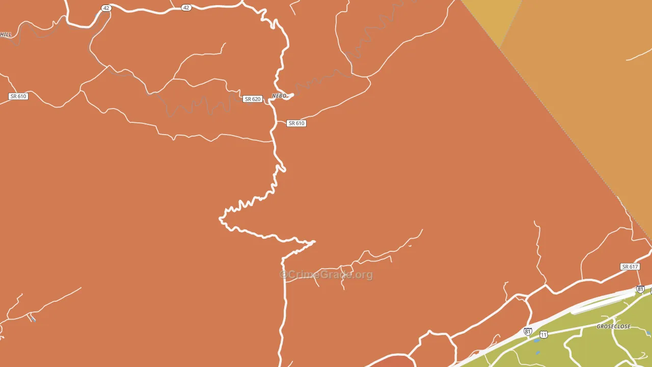 Nebo, VA Map of Assault Rates