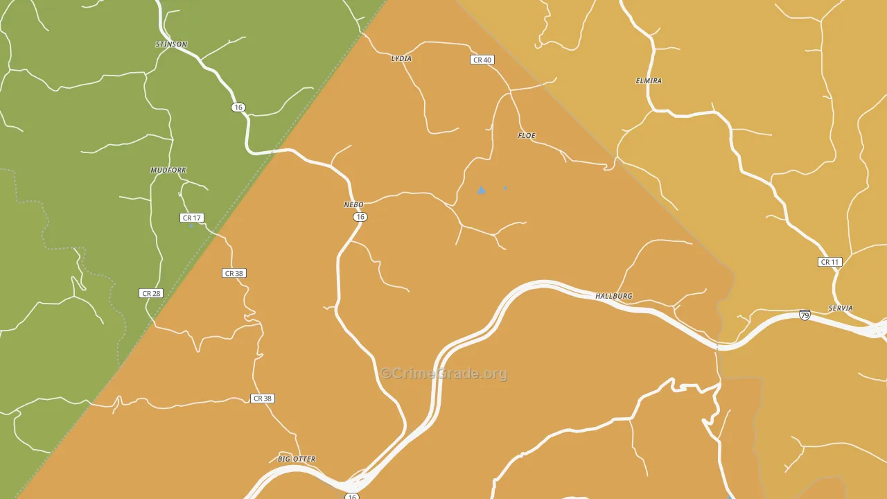 Nebo, WV Map of Assault Rates