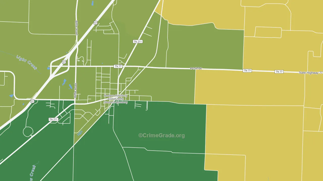 Neboville, TN Map of Assault Rates