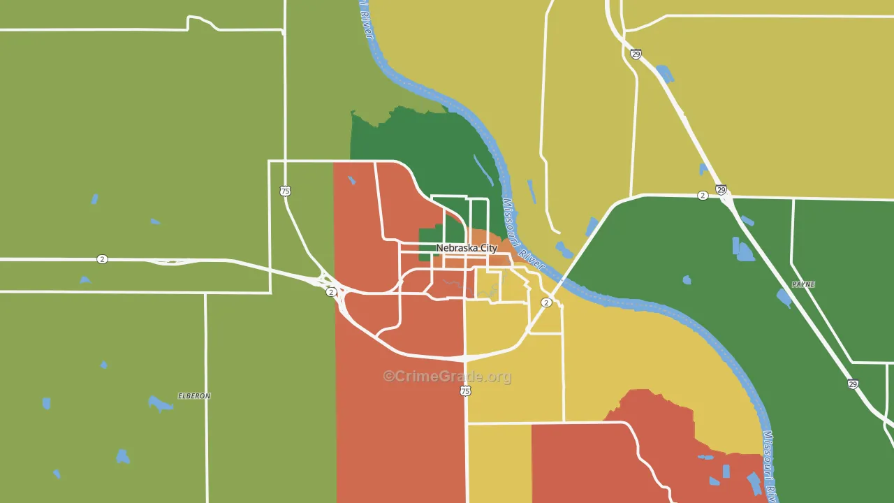 Nebraska City, NE Map of Assault Rates