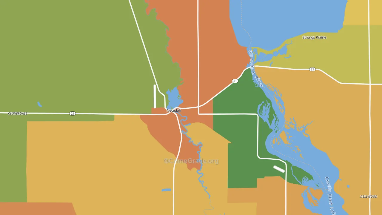 Necedah, WI Map of Assault Rates