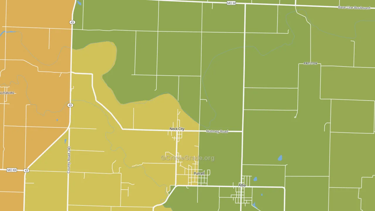 Neck City, MO Map of Assault Rates