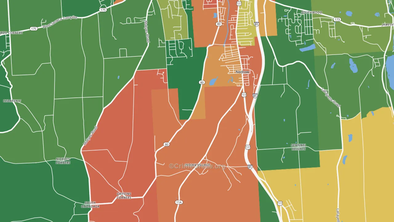 Nedrow, NY Map of Assault Rates