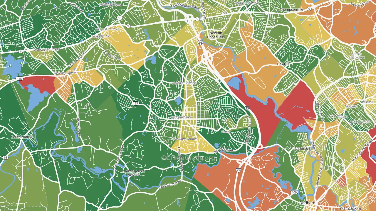 Needham, MA Map of Assault Rates