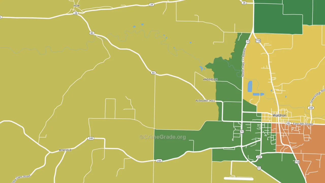Needmore, AR Map of Assault Rates