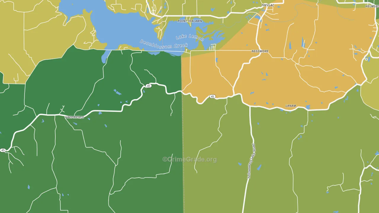 Needmore, IN Map of Assault Rates