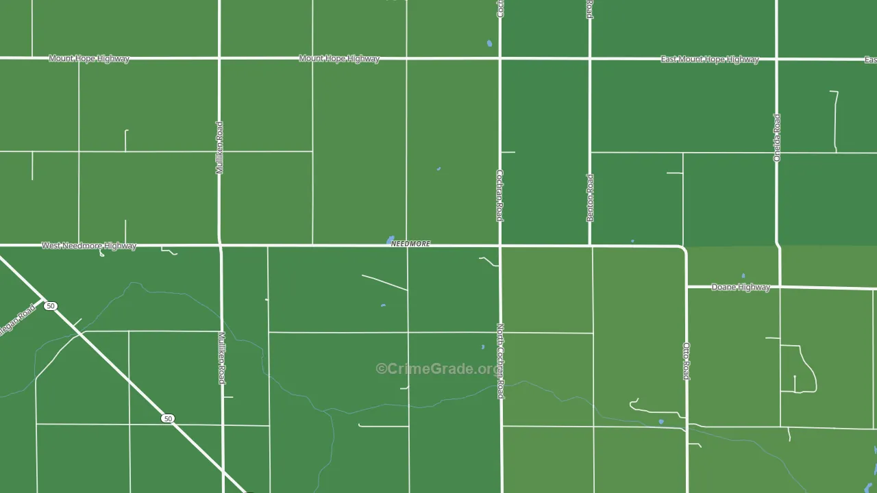 Needmore, MI Map of Assault Rates