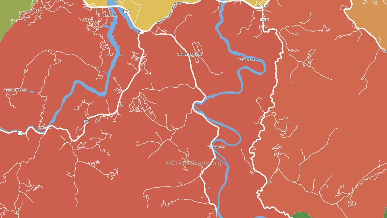 Needmore, NC Map of Assault Rates