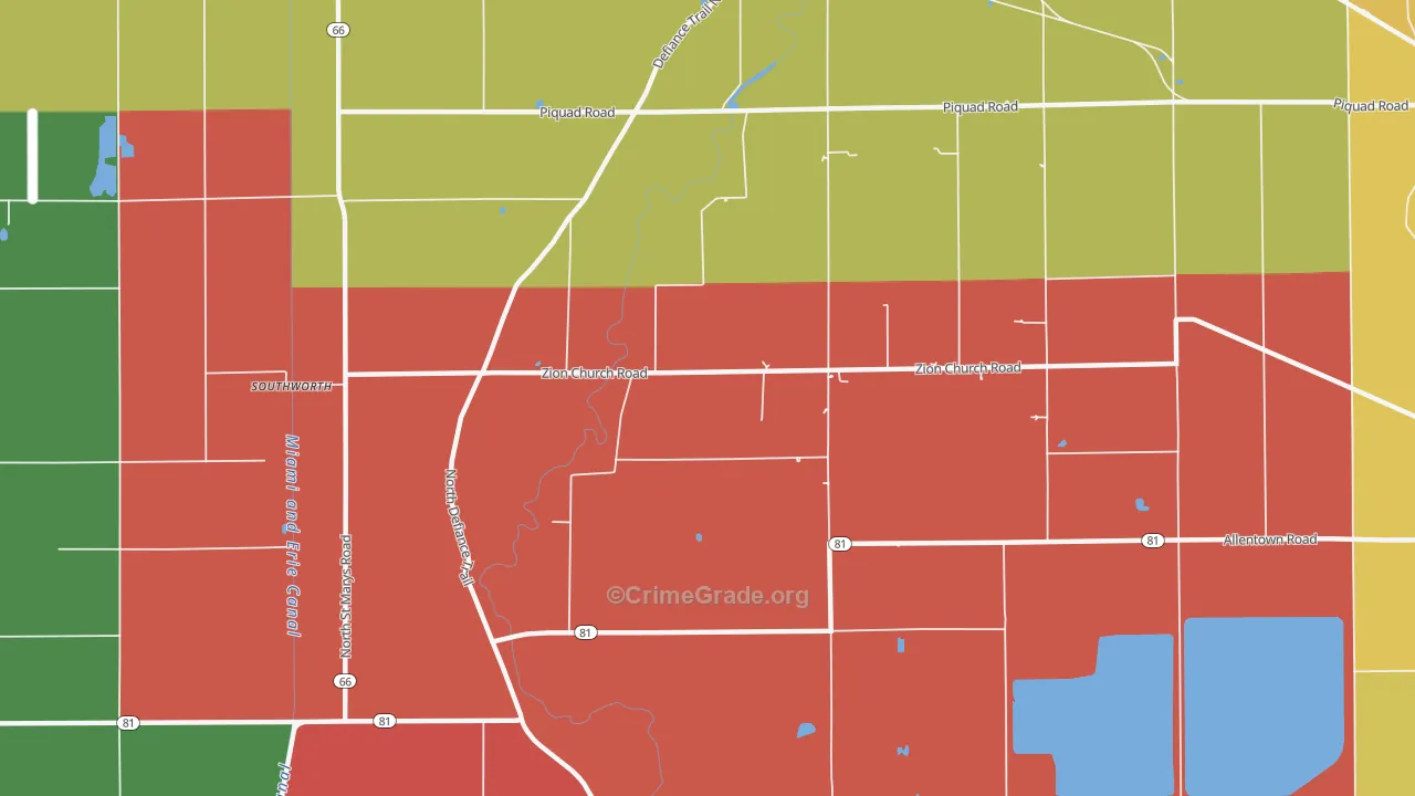 Needmore, OH Map of Assault Rates
