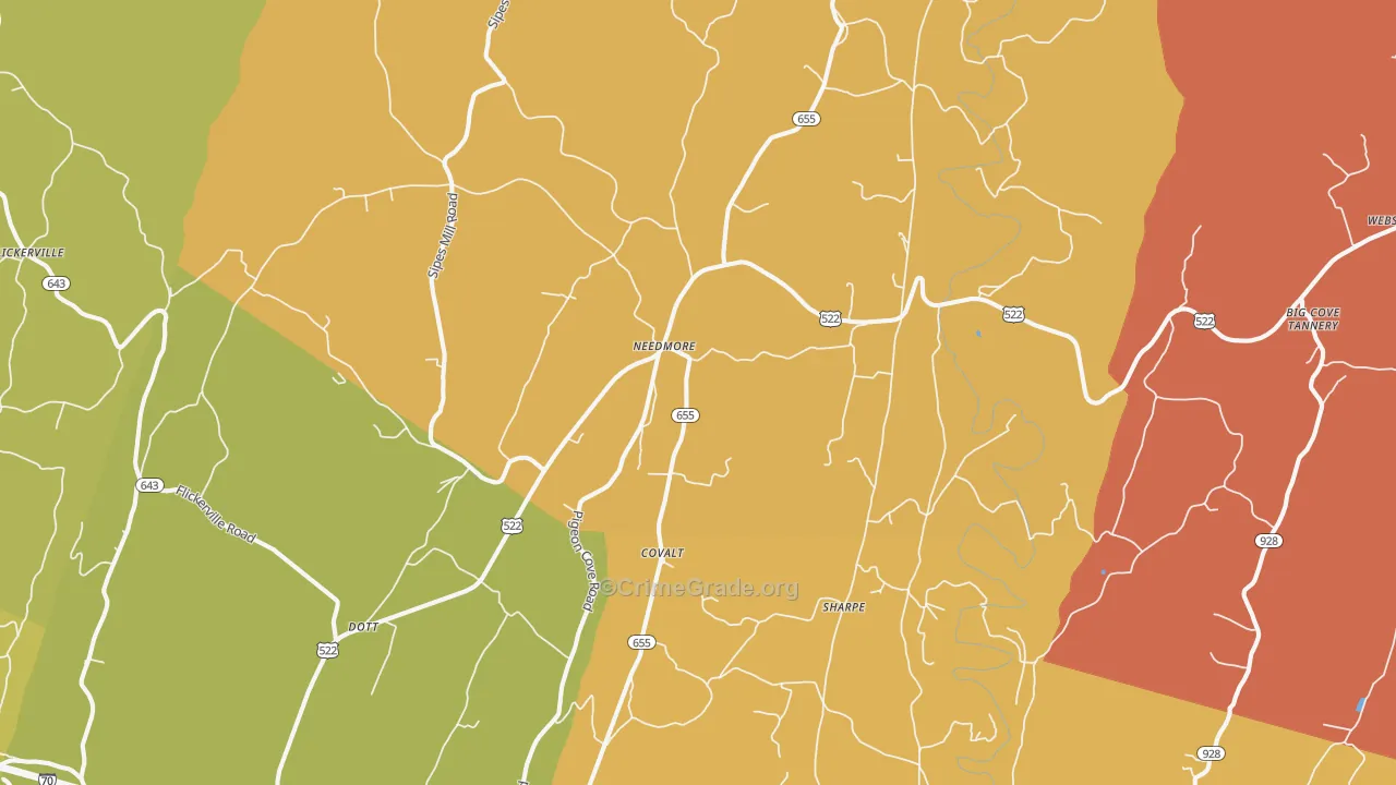 Needmore, PA Map of Assault Rates