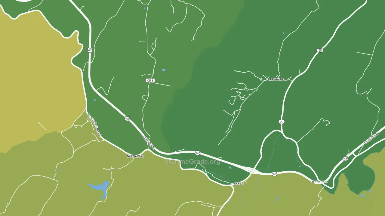 Needmore, WV Map of Assault Rates