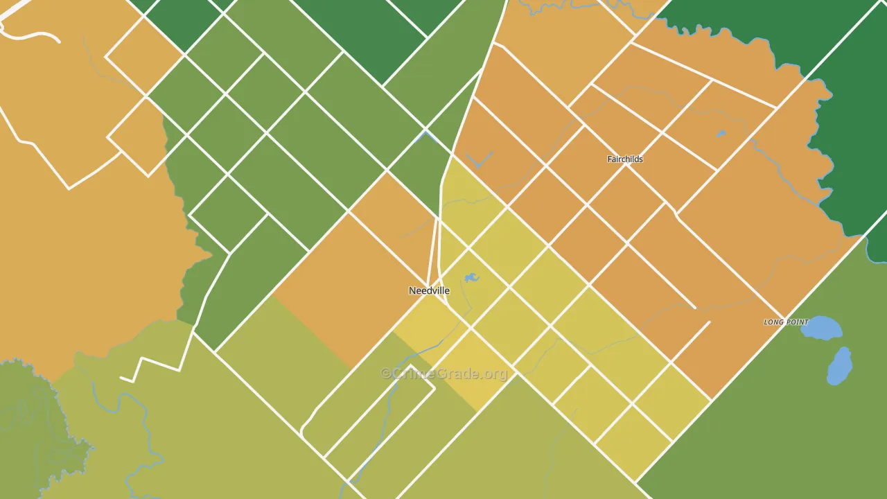 Needville, TX Map of Assault Rates