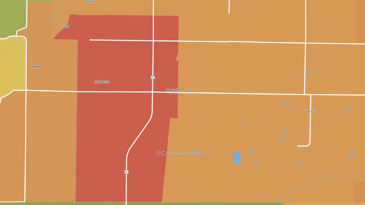 Neelyville, MO Map of Assault Rates