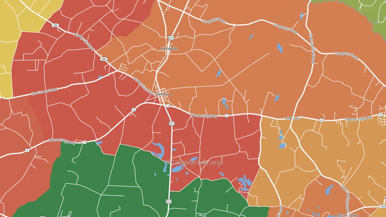 Neeses, SC Map of Assault Rates