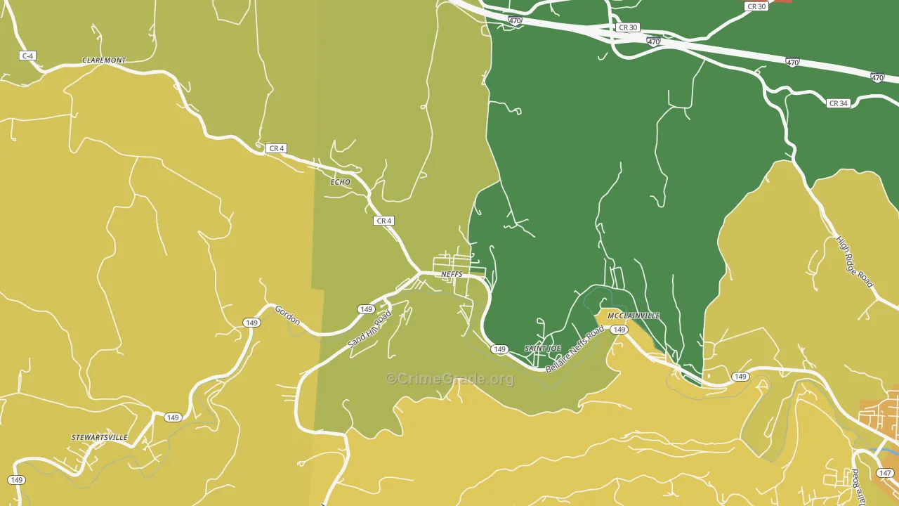 Neffs, OH Map of Assault Rates