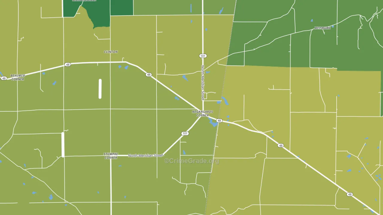 Negangards Corner, IN Map of Assault Rates