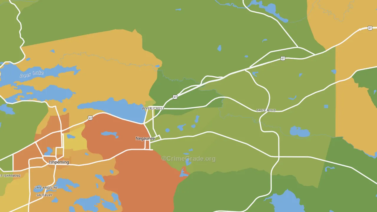 Negaunee, MI Map of Assault Rates