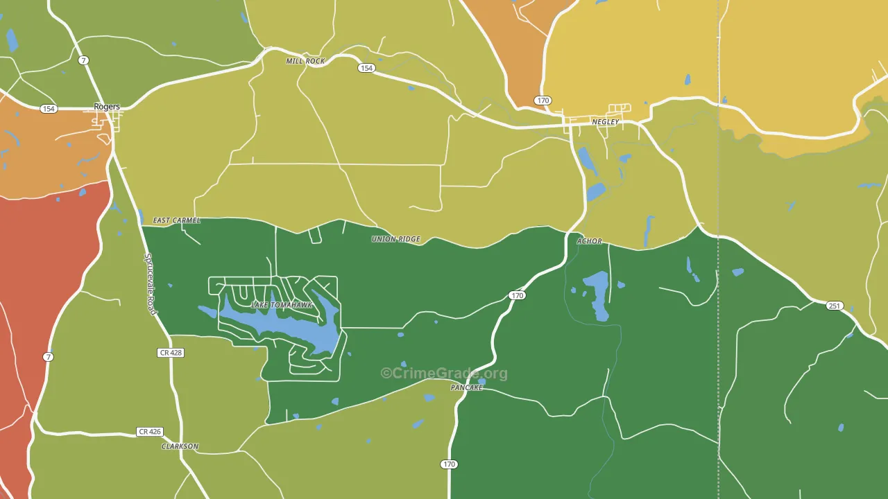 Negley, OH Map of Assault Rates