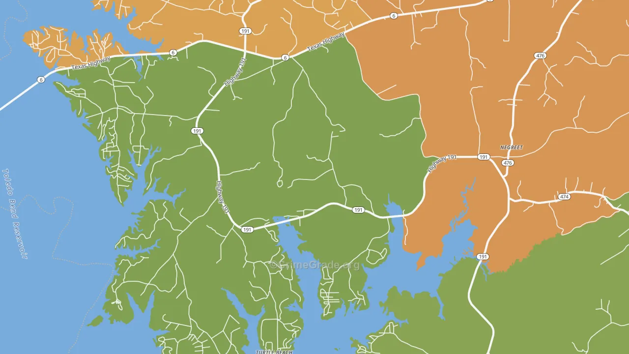 Negreet, LA Map of Assault Rates